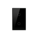 Front-facing SONOFF T6 2 channel smart touch light switch in black glass finish