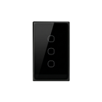 Front-facing SONOFF T6 3 channel smart touch light switch in black glass finish