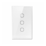 Front-facing SONOFF T6 3 channel smart touch light switch in white glass finish