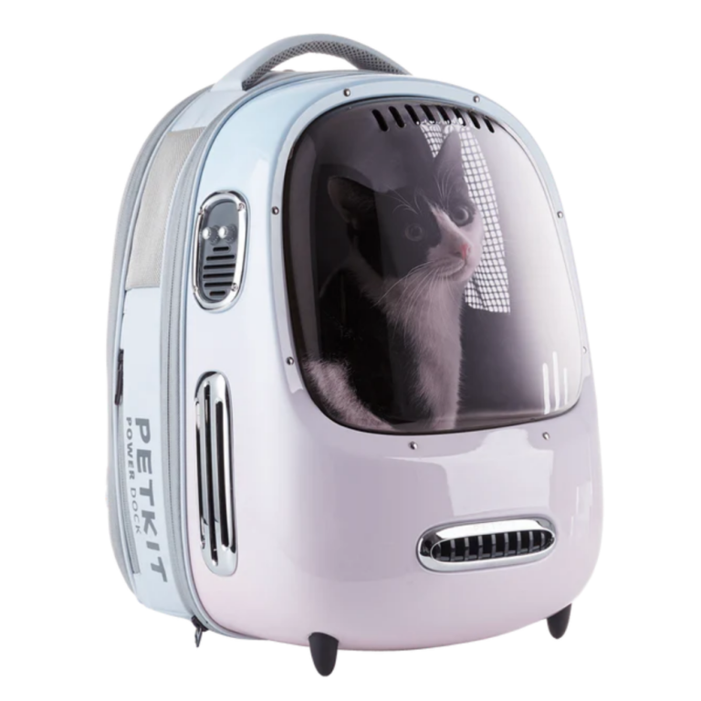 PETKIT Breezy2 pink smart cat carrier backpack with integrated fan and tinted viewing window