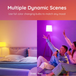 Govee RGBWW smart bulb displaying colourful LED lighting effects