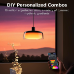 Govee RGBICWW pendant light showing multicolour lighting across three zones