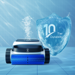 ECOVACS ULTRAMARINE P1 robotic pool vacuum designed to collect pool debris
