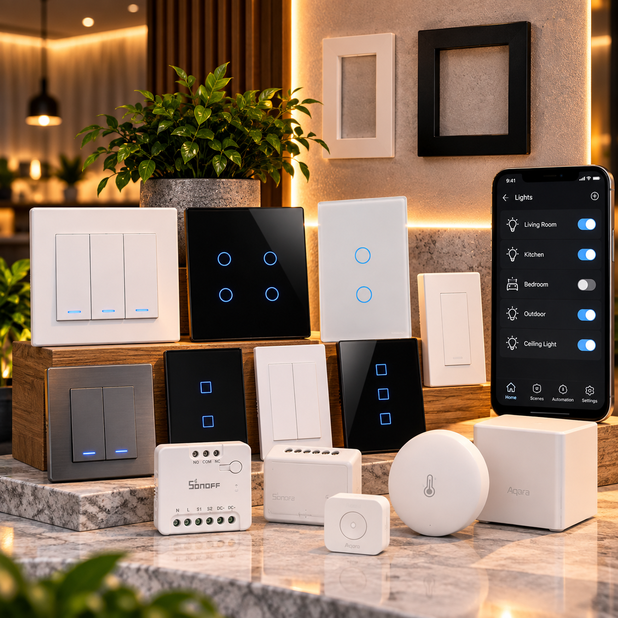Smart light switches, WiFi wall switches and touch switches at mUther South Africa